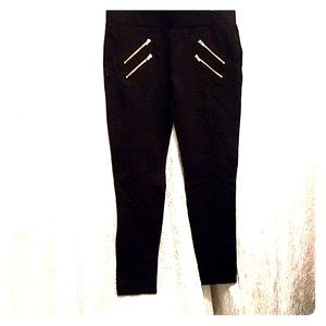 Black stretch leggings inspired by moto looks